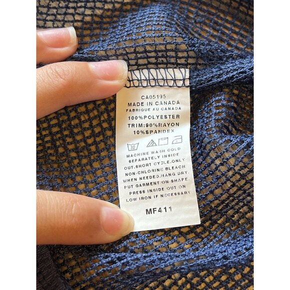 Picadilly‎ Size Large Blue Open Weave Mesh Cover Up Zip Beach Vacation Travel - Picture 11 of 11